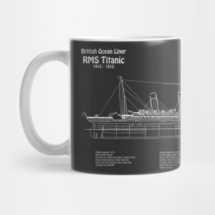 RMS Titanic ship plans. White Star Ocean Liner - PDpng Mug